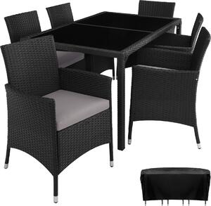 Tectake® Gruppo di seduta in rattan Porto per 6 persone