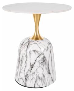 Tavolino Fama – bianco effetto marmo / oro