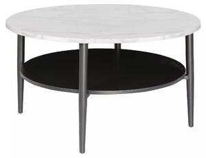 Tavolino rotondo Ella A bianco effetto marmo / nero opaco – Ø80 cm