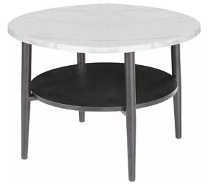 Tavolino rotondo Ella B bianco effetto marmo / nero opaco – Ø60 cm