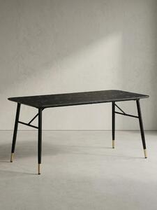 Tavolo da pranzo 160x80x76 cm, nero effetto marmo, moderno, grande tavolo da cucina, tavolo da pranzo rettangolare, tavolo da pranzo con gambe in metallo