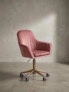 Sedia a guscio "Sandra", tessuto in velluto, funzione girevole a 360°, base in metallo color oro, carico massimo 120 kg. Rosa, 54x52x105 cm | Kadima Design