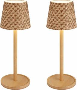 Lampada da tavolo a LED, 2 luci, bambù, dimmer a sfioramento, H 33 cm