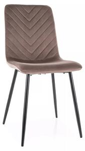 Sedia Daren Velvet in velluto cappuccino e struttura in metallo nero opaco – 45x39x91 cm