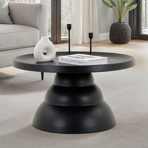 Tavolino LORIS diametro 70 cm, nero – tavolino da salotto rotondo in metallo con superficie verniciata a polvere per un ambiente moderno