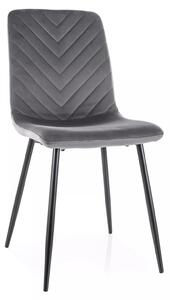 Sedia Daren Velvet in velluto grigio e struttura in metallo nero opaco – 45x39x91 cm