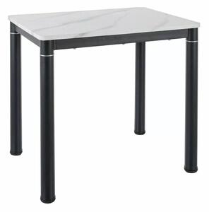 Tavolo Damar con piano in MDF effetto marmo bianco e struttura in metallo nero opaco – 80x60x75 cm