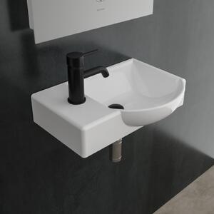 Lavabi Alpenberger | Lavabo in ceramica quadrato ovale largo 45 cm | Lavandino piccolo con foro per rubinetto e troppopieno | Lavandino a parete Lavandino da incasso | Lavandino con risciacquo a mano Piccolo WC e bagno per ospiti
