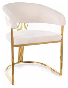 Sedia Crown Velvet in velluto beige chiaro Bluvel 30 con struttura in acciaio inox dorato – 57x77 cm