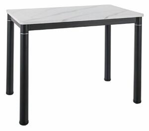 Tavolo Damar con piano in MDF effetto marmo bianco e struttura in metallo nero opaco – 100x60x75 cm