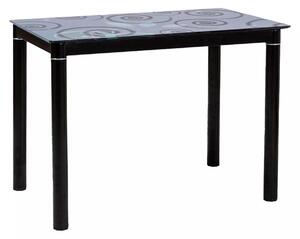 Tavolo Damar con piano in vetro temperato nero e struttura in metallo verniciato – 80x60x75 cm