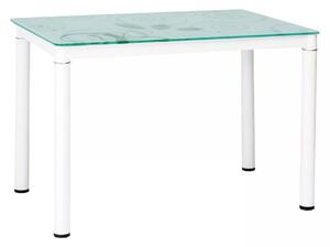 Tavolo Damar con piano in vetro temperato bianco e struttura in metallo verniciato – 80x60x75 cm