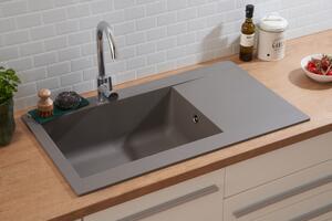 Lavello da incasso Lavello da cucina Granit Mineralite 86 x 50 Grigio Respekta Denver