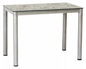 Tavolo Damar con piano in vetro temperato grigio e struttura in metallo verniciato – 100x60x75 cm