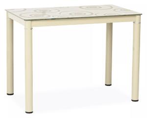 Tavolo Damar con piano in vetro temperato color crema e struttura in metallo verniciato – 100x60x75 cm