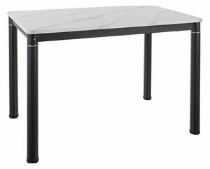 Tavolo Damar con piano in MDF effetto marmo bianco e struttura in metallo nero opaco – 110x70x75 cm
