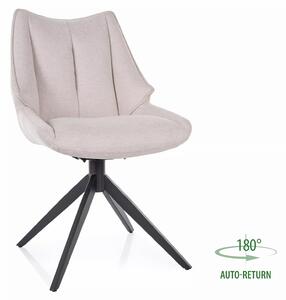 Sedia Coda Brego in tessuto beige chiaro Brego 22 con struttura in metallo nero opaco e seduta girevole auto-return – 56x91 cm