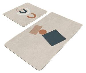 Set di tappetini per il bagno in velluto beige 2 pz 60x100 cm Geometry Shapes – Mila Home