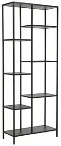 Libreria Costa A in metallo nero con ripiani in legno laminato nero – 70x30x178 cm