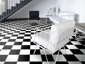 Pavimento in PVC - Motivo a quadri, nero e bianco (2m x 1m)