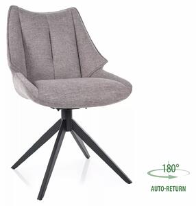 Sedia Coda Brego in tessuto grigio Brego 07 con struttura in metallo nero opaco e seduta girevole auto-return – 56x91 cm