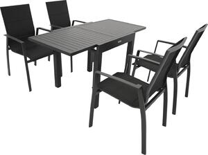 DEGAMO Set da giardino ALCUDIA 5 pezzi, alluminio antracite, resistente alle intemperie