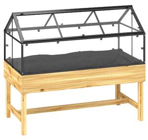 Outsunny Mini-serra su piedi dim. 120L x 60l x 103H cm tetto doppio apribile Pannelli in policarbonato, acciaio, legno di abete trattato | Aosom Italy