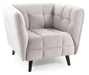 Poltrona Castello Velvet in velluto color grigio chiaro Bluvel 03 e struttura in legno wenge – 92x85x78 cm