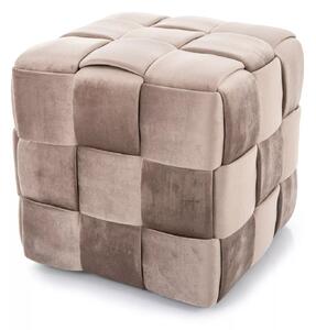 Pouf Casel Velvet in velluto color beige scuro – 42x42x42 cm