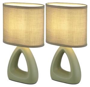 2x lampada da tavolo, Vetroceramica tessile, verde, H 30 cm