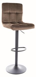 Sgabello bar C105 Velvet in velluto beige scuro Bluvel con struttura in metallo nero opaco – 42x96 cm