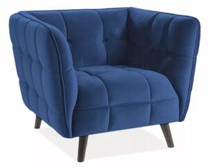Poltrona Castello Velvet in velluto blu navy Bluvel 86 e struttura in legno wenge – 92x85x78 cm