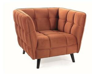 Poltrona Castello Velvet in velluto color cannella Bluvel 4215 e struttura in legno wenge – 92x85x78 cm