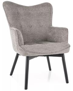 Poltrona Carmen Raven in tessuto grigio Raven 07 con struttura in legno nero opaco – 72x75x99 cm