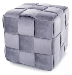Pouf Casel Velvet in velluto color grigio – 42x42x42 cm