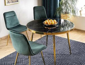 Tavolo Calvin rotondo in vetro effetto marmo nero con struttura in metallo oro – Ø100x75 cm