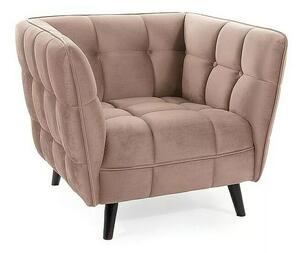 Poltrona Castello Velvet in velluto beige scuro Bluvel 40 e struttura in legno wenge – 92x85x78 cm