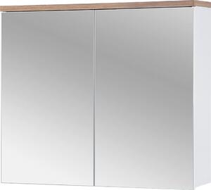 Mobile Bagno Con Specchio 80 Cm Bianco Lucido 2 Ante Moderno