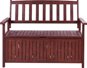 BELIANI Panca da giardino con contenitore in legno massiccio di acacia marrone mogano 120 x 60 cm 2 posti Terrazza da giardino Stile rustico tradizionale