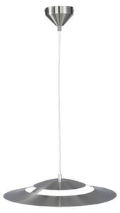 Lampada a sospensione a LED, colore argento, vetro bianco, altezza 125 cm