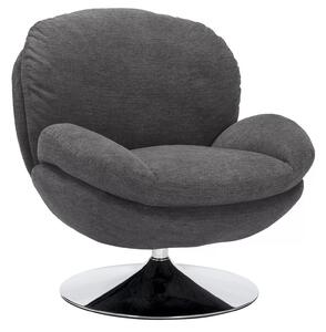 Poltrona Brigitte Brego in tessuto grigio scuro Brego 18 con struttura in metallo cromato e seduta girevole – 77x87x83 cm