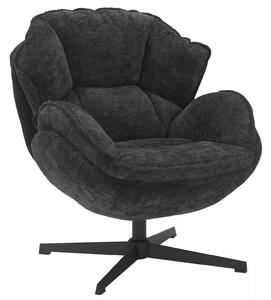 Poltrona Betty in tessuto nero con struttura in metallo nero e seduta girevole – 73x87x83 cm