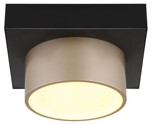 Plafoniera LED, nero opaco, color champagne, L 20 cm
