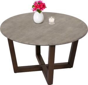 Tavolino da salotto HWC-M61, tavolino da divano, legno massello laminato HPL melaminico Ø80cm, effetto cemento, struttura scura