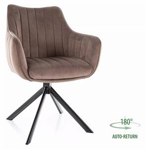 Sedia Azalia in velluto Bluvel con rotazione automatica 180° – colore cappuccino e struttura in metallo nero opaco