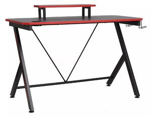 Scrivania B-202 gaming in MDF nero con dettagli rossi e struttura in metallo – 120x60x76 cm