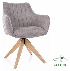 Sedia Azalia D Brego con rotazione automatica 180° – tessuto grigio e gambe in legno di frassino