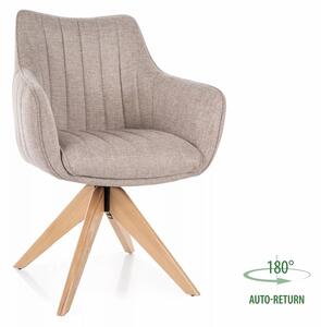 Sedia Azalia D Brego con rotazione automatica 180° – tessuto beige chiaro e gambe in legno di frassino