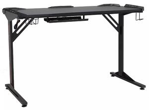 Scrivania B-216 gaming in MDF nero con LED integrati e struttura in metallo