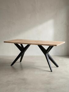 Tavolo da pranzo 160x80x76 cm in legno massello di acacia Tavolo da pranzo in metallo in stile loft, tavolo da cucina con gambe in metallo, tavolo in legno industriale grande, tavolo da pranzo rettangolare